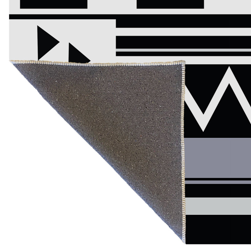 Tapis décoratif moderne à motif géométrique noir et beige, Tapis de couloir 3 pi 3,37 po x 6 pi 6,74 po