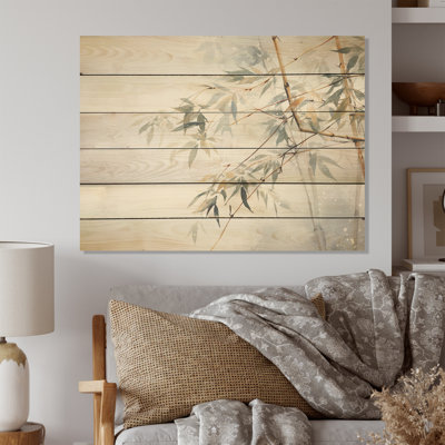Minimalisme bambou sérénité - Art mural en bois de bambou sur bois de pin naturel