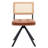 Markwart Mid-Century Modern Swivel Task Chair with Rattan Low Back Tufted Seat and Black Steel Frame-484249683