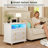 23" W Nightstand with Charging Station, 2-Drawer End Table with Pull-Out Tray, Sensor Lights-369632465-423306805