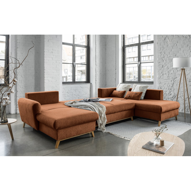 Scandic Lagom 8 Seater Sofa Bed, Brick Red, Right Hand Facing