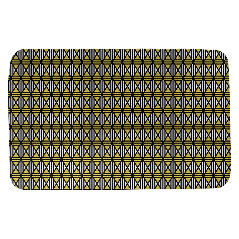 Tapis de salle de bain lineed diamants Leffel, l 17 po x L 24 po, Noir / Jaune