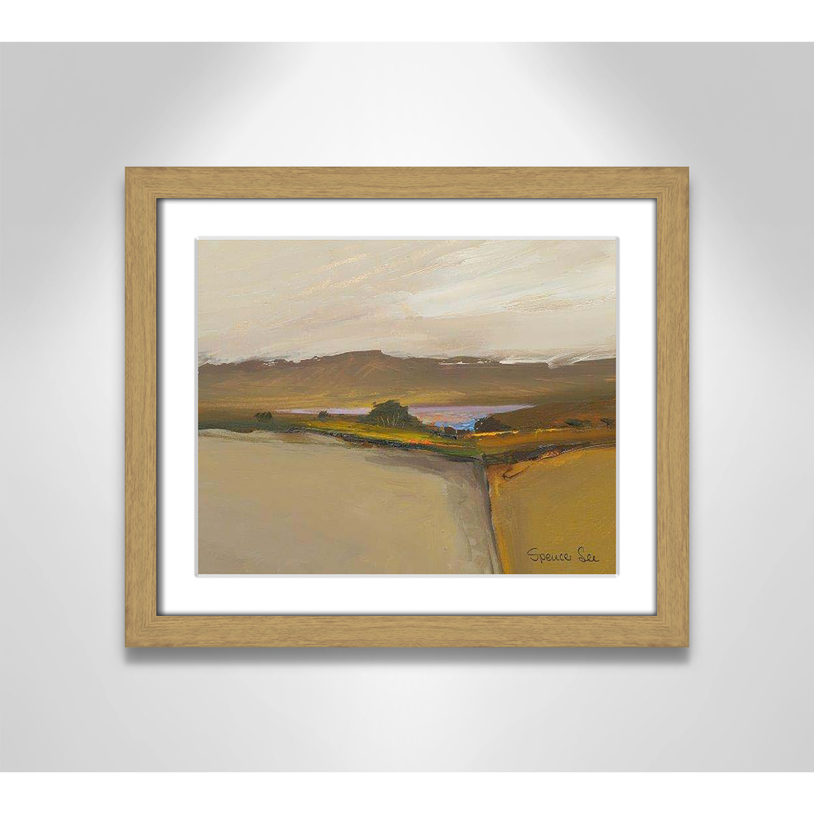 Heaven and Earth IV By Spencer Lee - Framed Art w/ 4 Ply Matboard, 13" H x 15" W x 0.75" D, Natural Framed