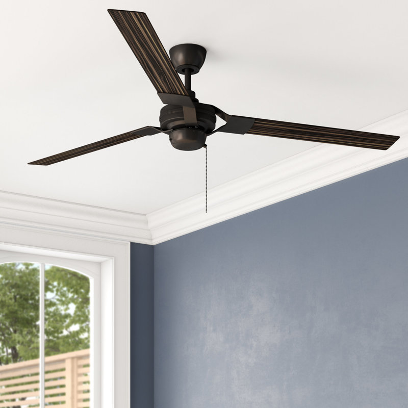 Ventilateur de plafond standard à 3 pales 62 po Graysen avec chaîne de traction, Bronze anglais