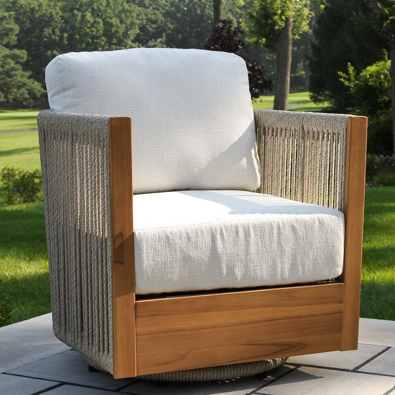 Aniston Sunbrella® Swivel Patio Lounge Chair, Ivory