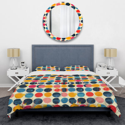 Ensemble de housse de couette à pois orange et vert II