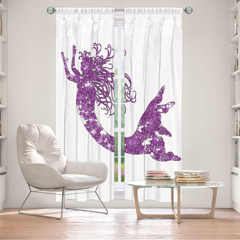 Paire de rideaux obscurcissant en polyester Rossy, L 20 po x L 52 po, Mauve / Blanc