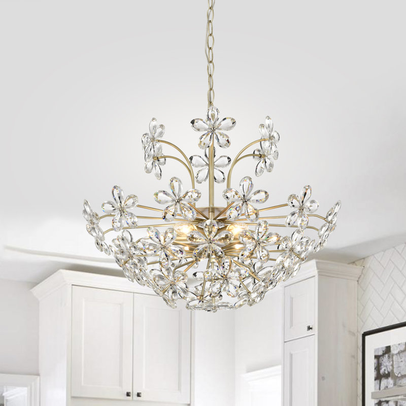 Lustre en cristal marguerite à 6 lumières 22,4 po Arbel