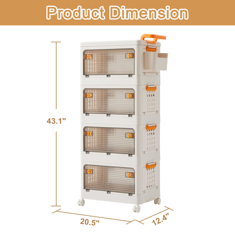 Aarn 4 - Piece Plastic Organizer, Stackable Storage Boxes with Lids Closet Organizer Boxes