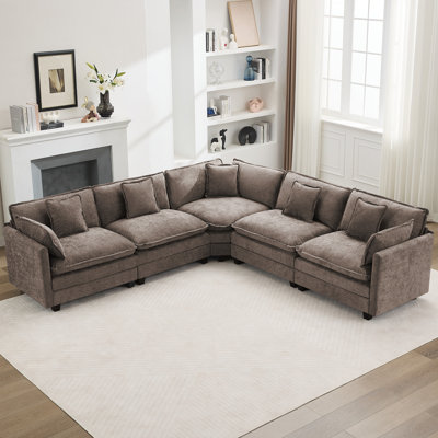 Chenille Upholstered Sectional Sofa Couch