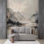 Murale abstrait paysage de montagne neutre-1941692392