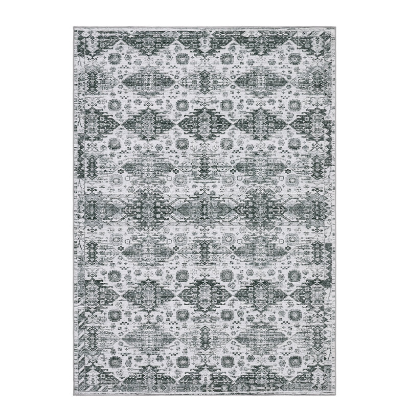 Vintage Floral Boho Washable Area Rug  Neutral  Low Pile, Non-Slip Carpet for Living Room, Bedroom, Dining Room, Nursery, Dorm, Kids Room
