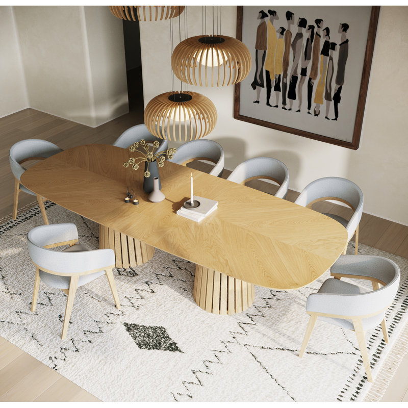 Darien - Ensemble de salle à manger extensible Mid-Century, Chêne naturel