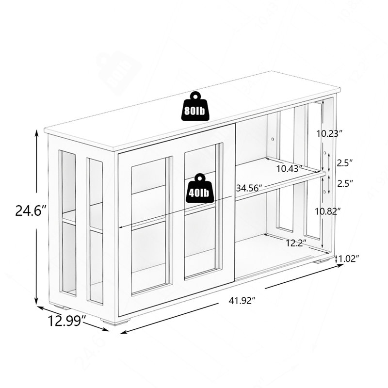 Armoire de rangement pour cuisine avec porte en verre, Noir