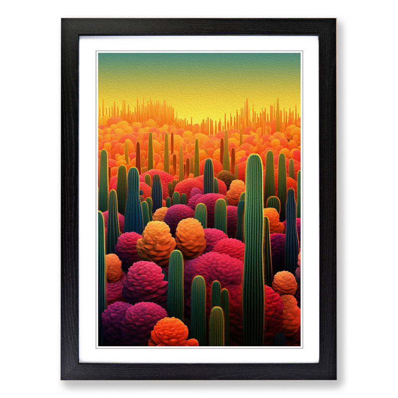 Cactus Colour Field Art - Framed Print, Black Framed, 64cm H x 46cm W x 2cm D