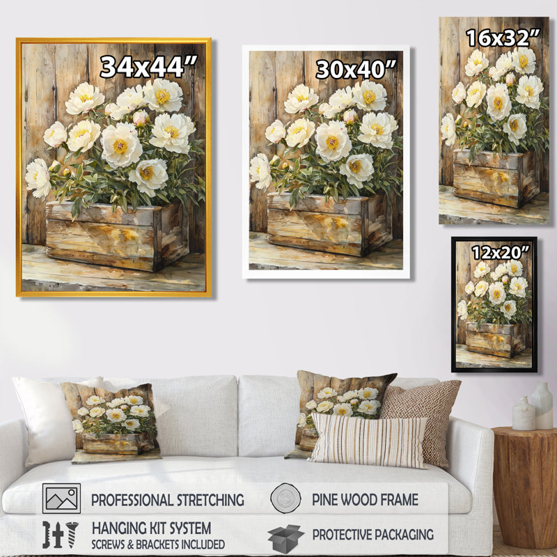 Barmore - Floral Canvas Prints, Noir, H 20 po x l 12 po, Reproduction encadrée d'une seule photo