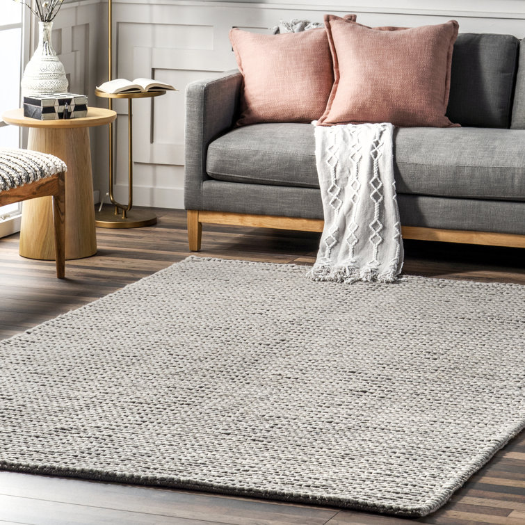 Handmade Braided Wool Light Gray Rug