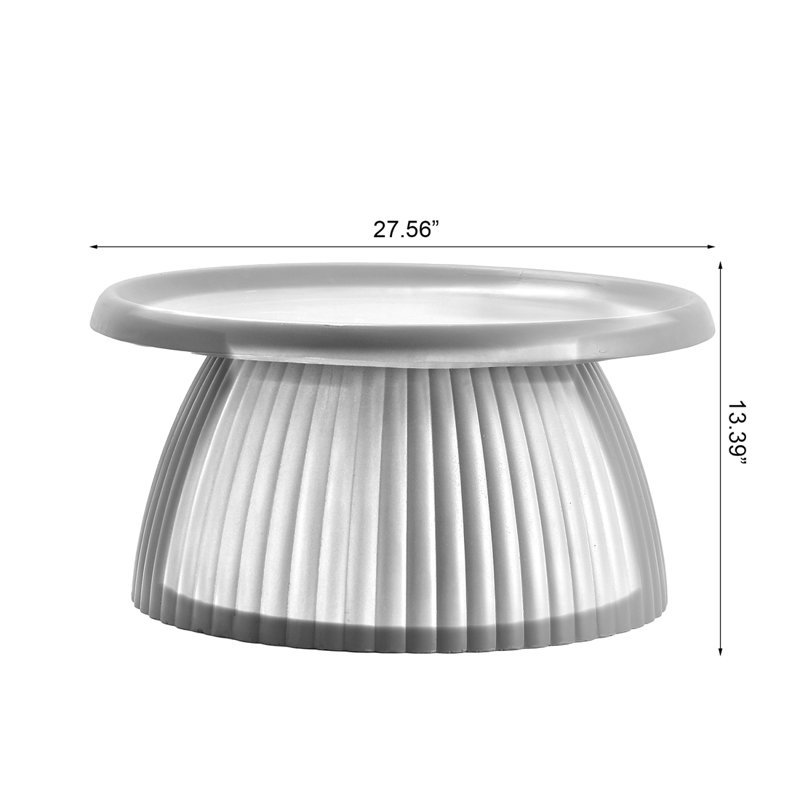 Table basse ronde légère en oxyde de magnésium et en terre cuite à centre cannelé de 27,56 po de diamètre