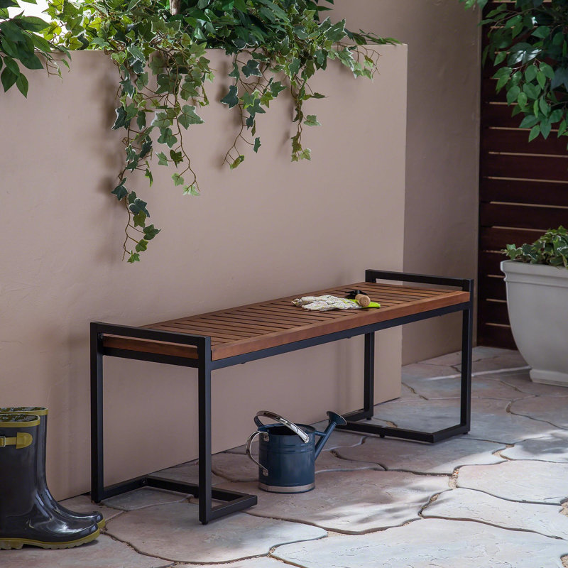 Banc en bois et métal Hopkins, Teck