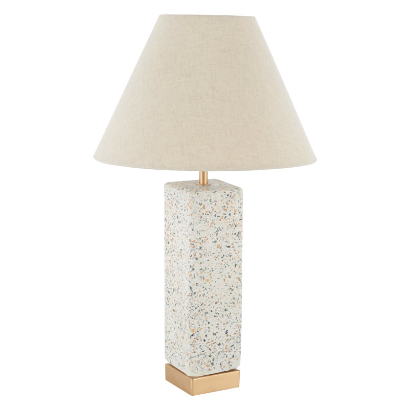 Natural Concrete Table Lamp with Off-White Linen Shade