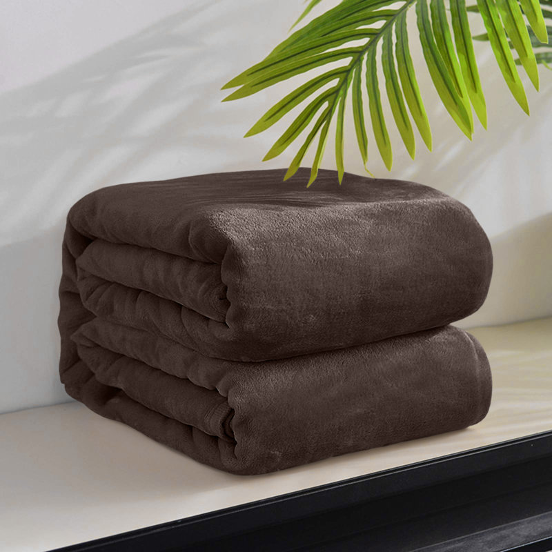Ultra-Soft Fleece Blanket - Plush Warm Bed & Sofa Throw for All-Season Comfort, Single (130cm x 150cm), Coffee