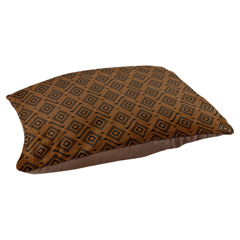 Coussin stylisé de labyrinthe carré Byrge, L 52 po x l 42 po, Noir / Orange