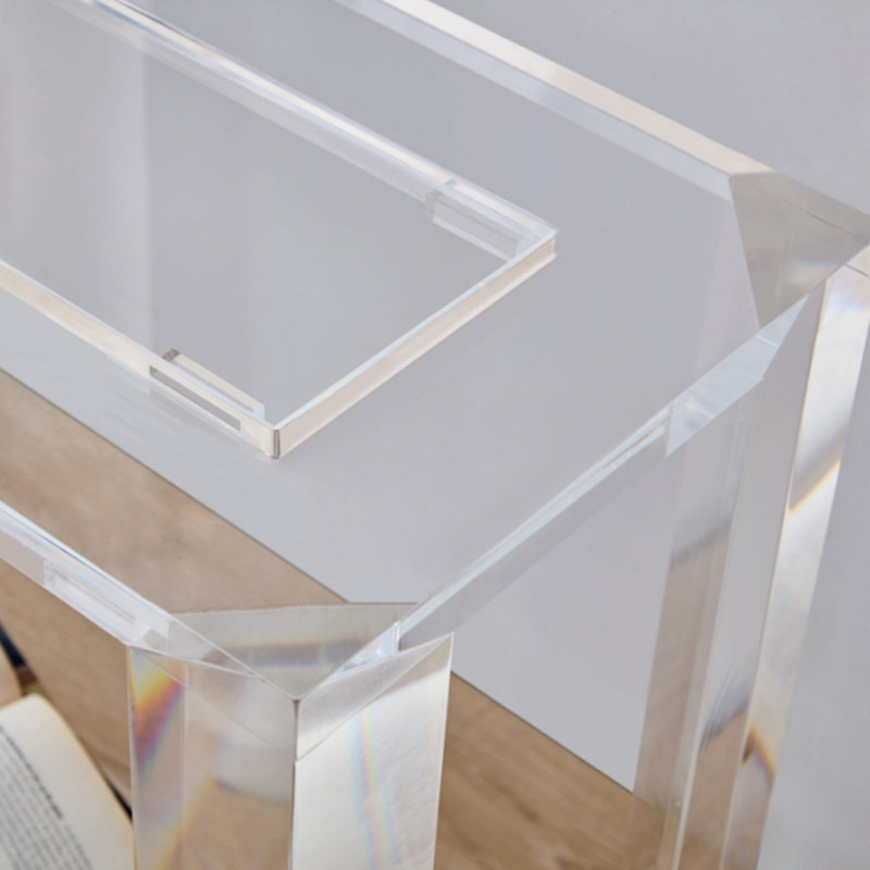 Console transparente et minimaliste en acrylique, H 31,5 po x l 47,24 po x P 11,81 po