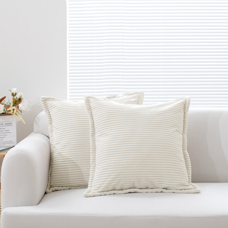 Ensemble de coussins décoratifs texturés à nervures avec insertions, beige, 18 po x 18 po, Beige, 24"×24