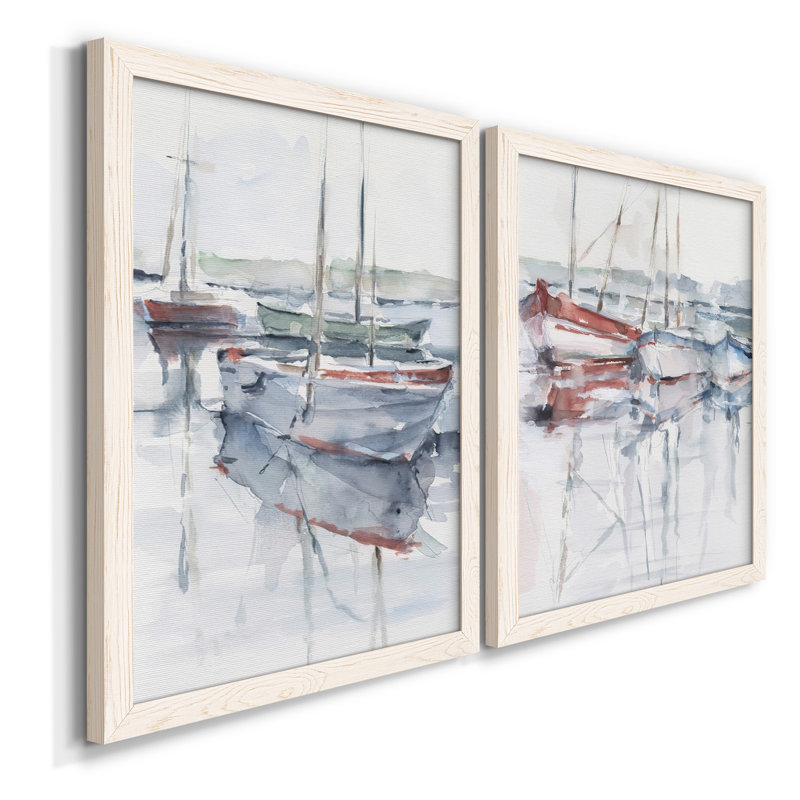 Watercolor Harbor Study I - Toile encadrée de qualité supérieure - prête à être accrochée