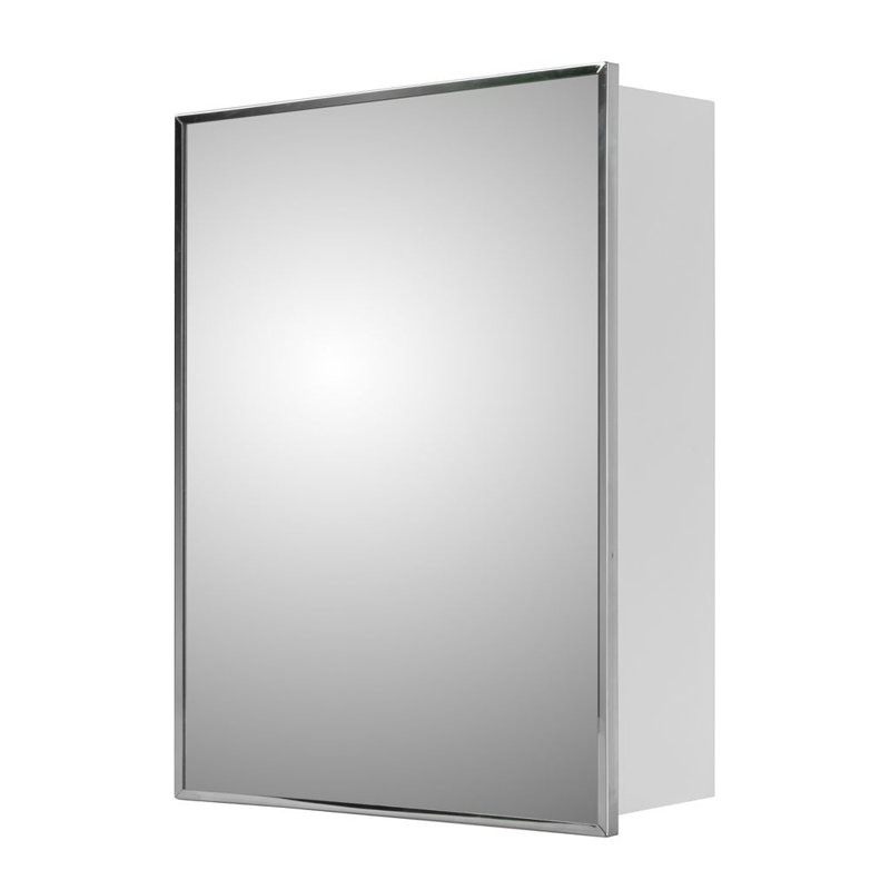 Scottville Residential Medicine Cabinet, 22" H x 16" W x 4.25" D, Surface Mounted, Stainless Steel Framed
