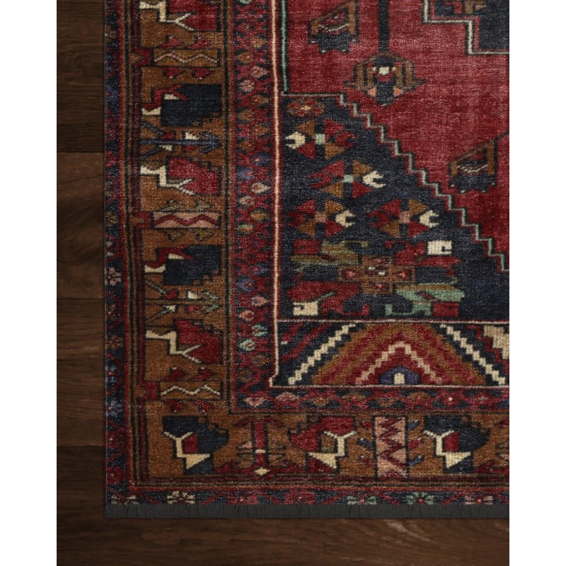 Tapis brun en coton tissé à la machine Corbe, Rectangle 4 pi x 5 pi 11 po