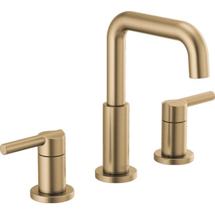 FLG 8 in. Widespread Double Handle Bathroom Faucet 3 Holes 304 Stainless Steel Sink Basin Faucets in Brushed Gold