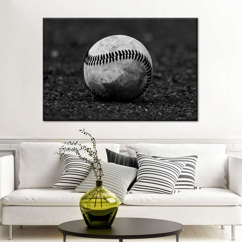 Monochrome Baseball Canvas Print, 30" H x 45" W x 1.25" D