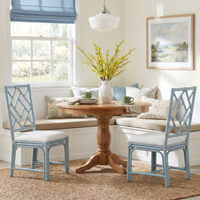 Ensemble de 2 chaises d'appoint en rotin Hampton Chippendale, bleu