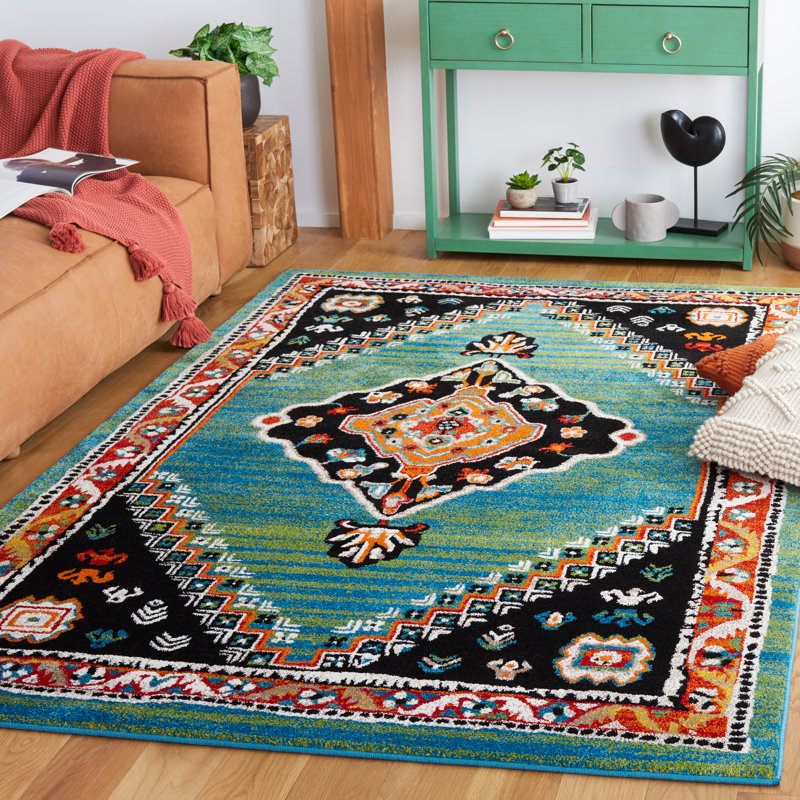 Tapis vert / noir Vintage Performance, Rectangle 5 pi 3 po x 7 pi 6 po