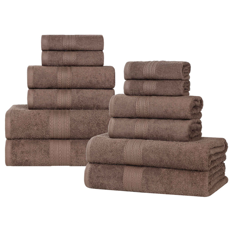 Ensemble de serviettes de bain écologiques en coton 12 pièces Hannu, Café