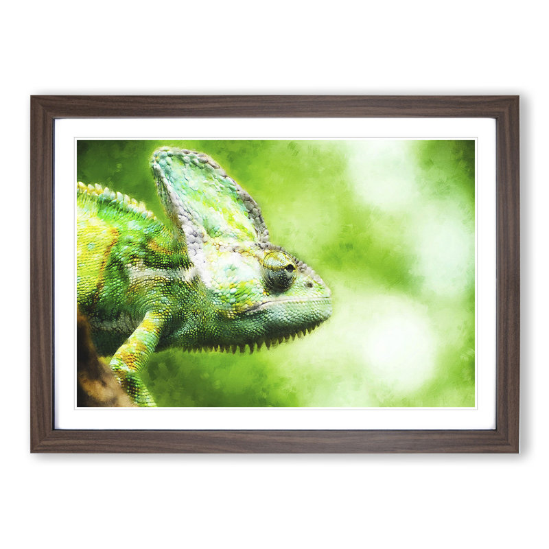 Chameleon Lizard Vol.1 - Picture Frame Painting, 36cm H x 48cm W x 2cm D, Walnut Framed