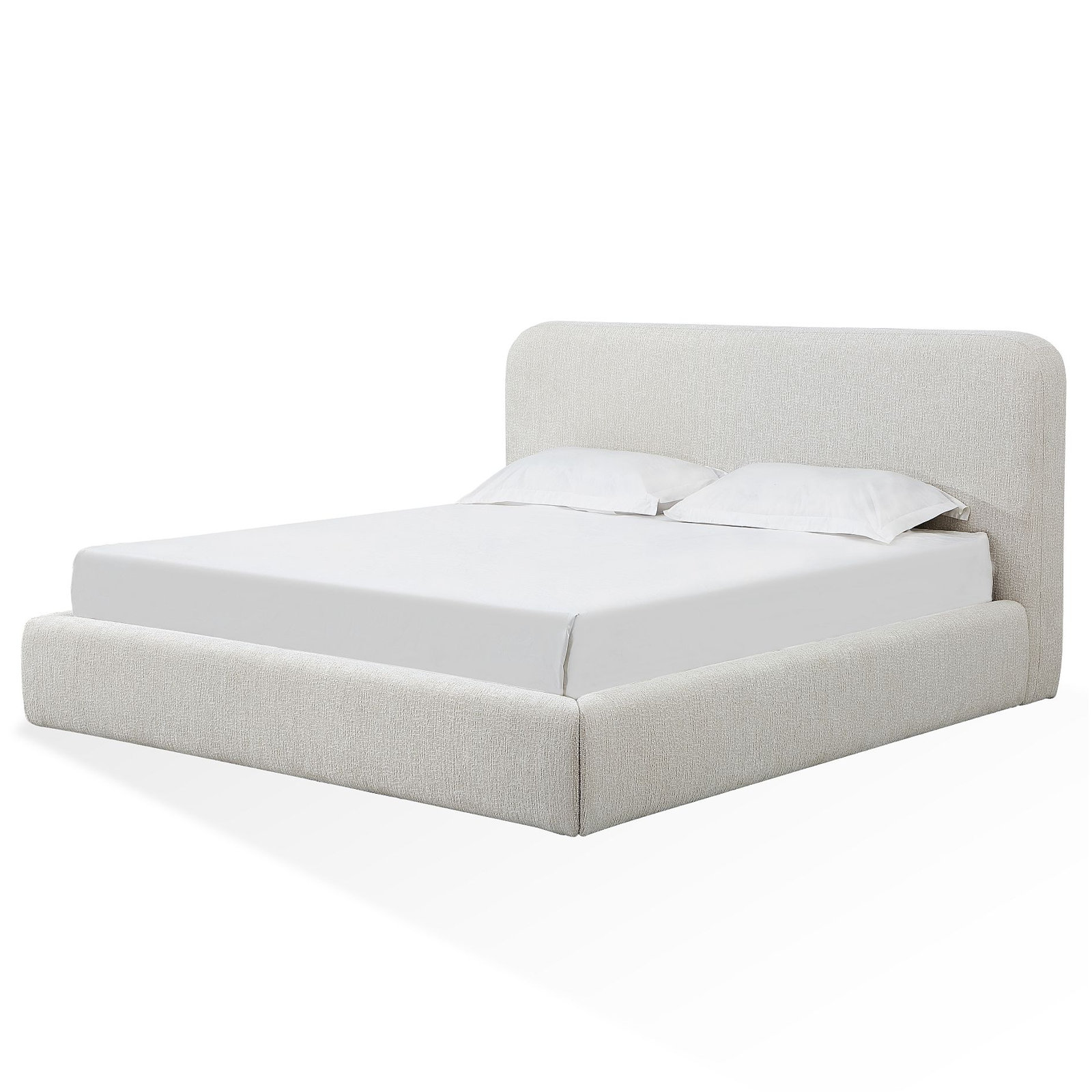 Nori Upholstered Platform Bed, Queen, Whitewashed