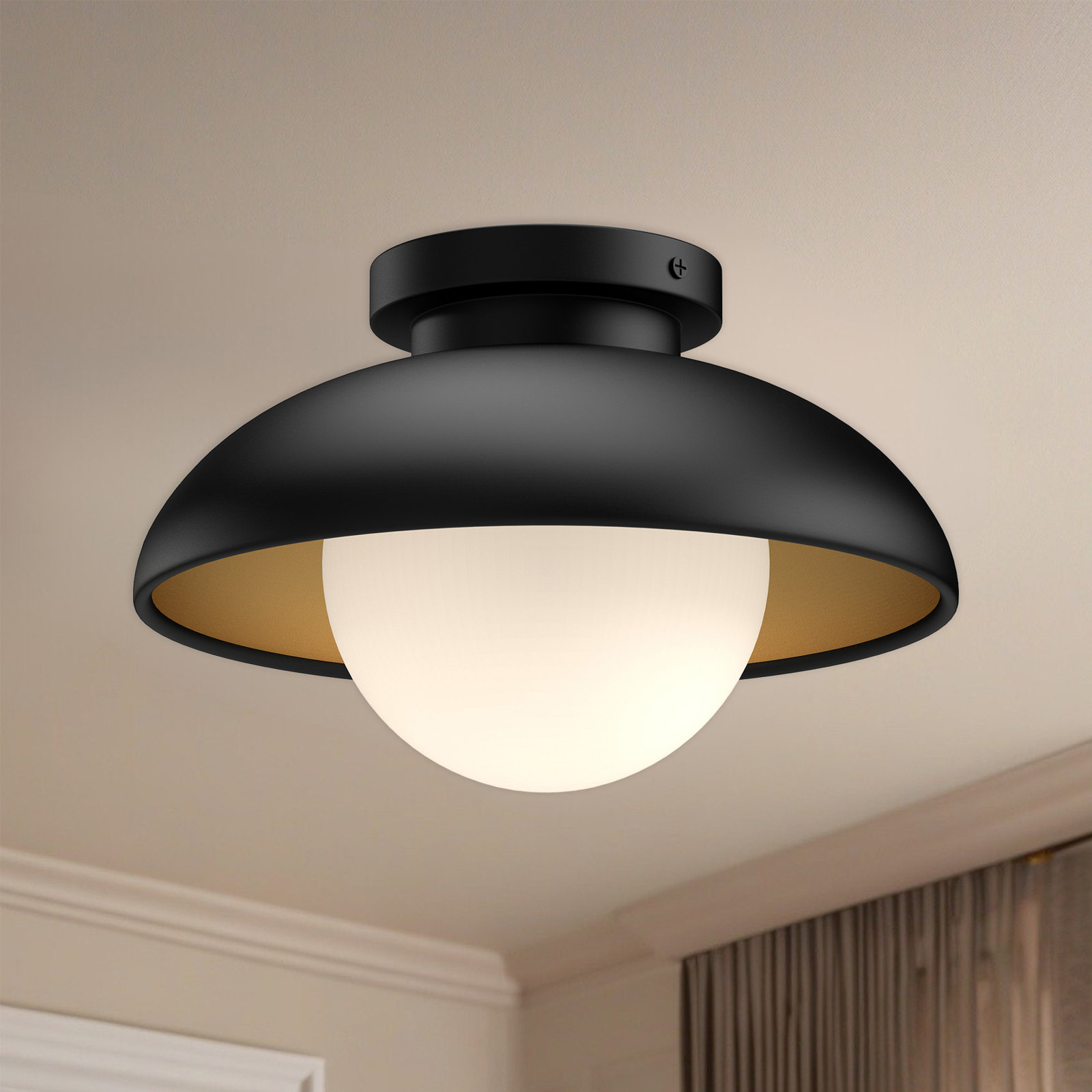 Alessia Flush Mount, 7" H x 10.875" W x 10.875" D, Matte Black