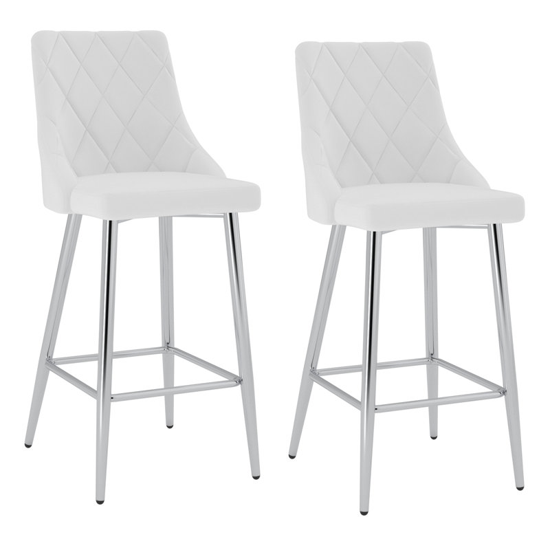 Tabouret de comptoir 26 po Bak, Chrome chrome, Blanc