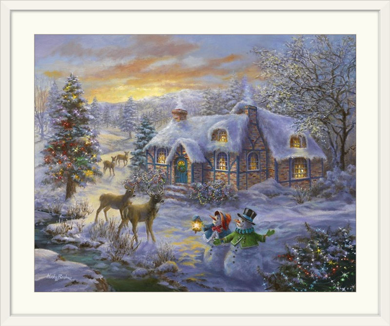 « christmas art » par nicky boehme, reproduction d’art, H 29 po x l 36 po x P 1,5 po, Toile