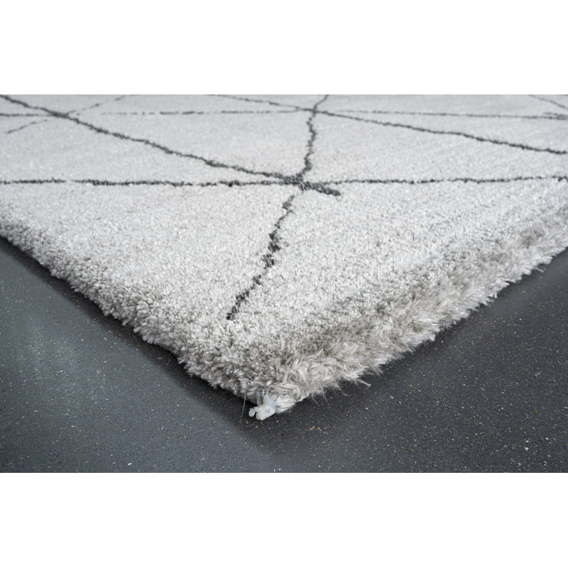 Tapis en polyester recyclé gris, champignon et gris anthracite Nube, Rectangle 5 pi 3 po x 7 pi 6 po