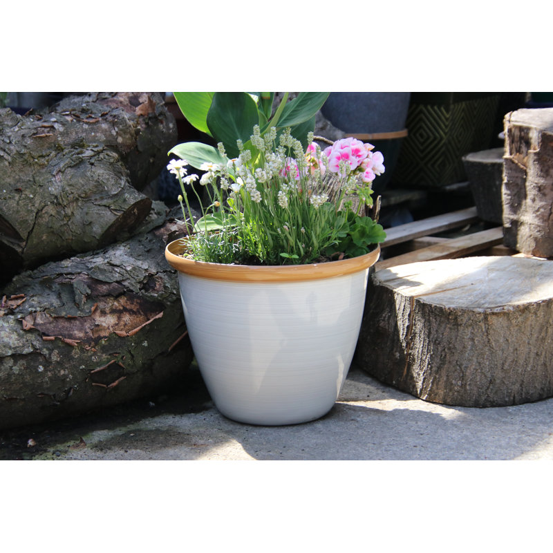 Sundhya Pot Planter, Cream/Beige Gloss, 13cm H x 16cm W x 16cm D
