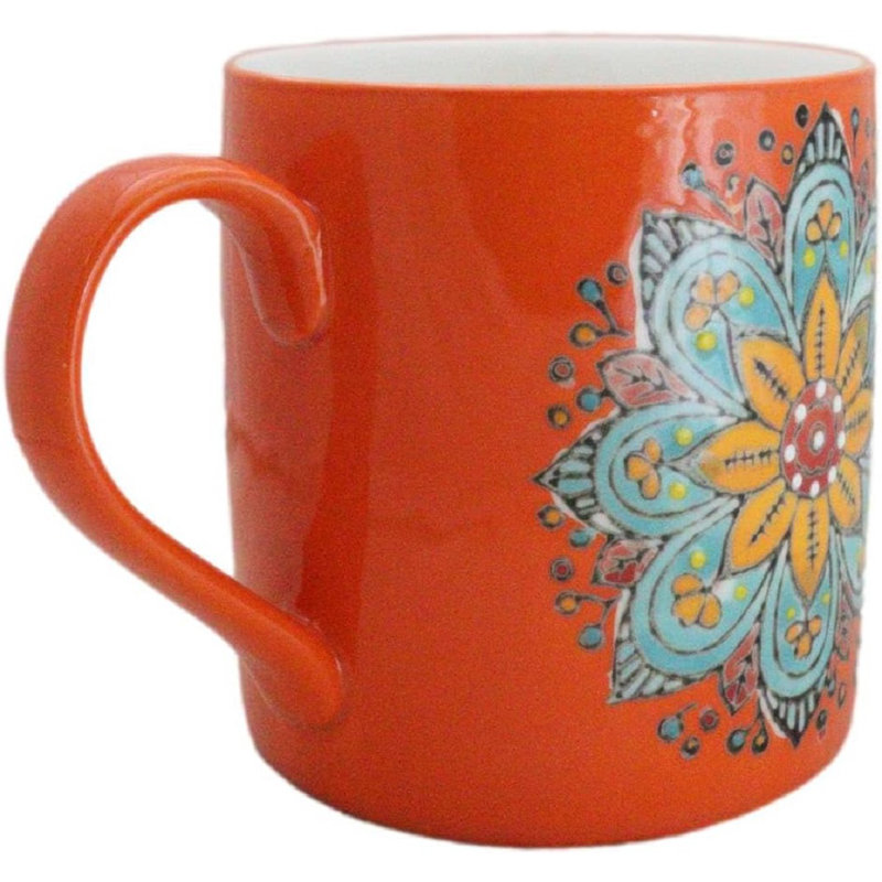 Tasse en forme de cercle mandala orange et zen