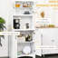 Garde-manger blanc, cuisine avec tablettes réglables et support à micro-ondes pour la salle à manger - garde-manger élégant, porte vitrée et espace. Rangez la vaisselle, les pots, les articles. Tablette personnalisable