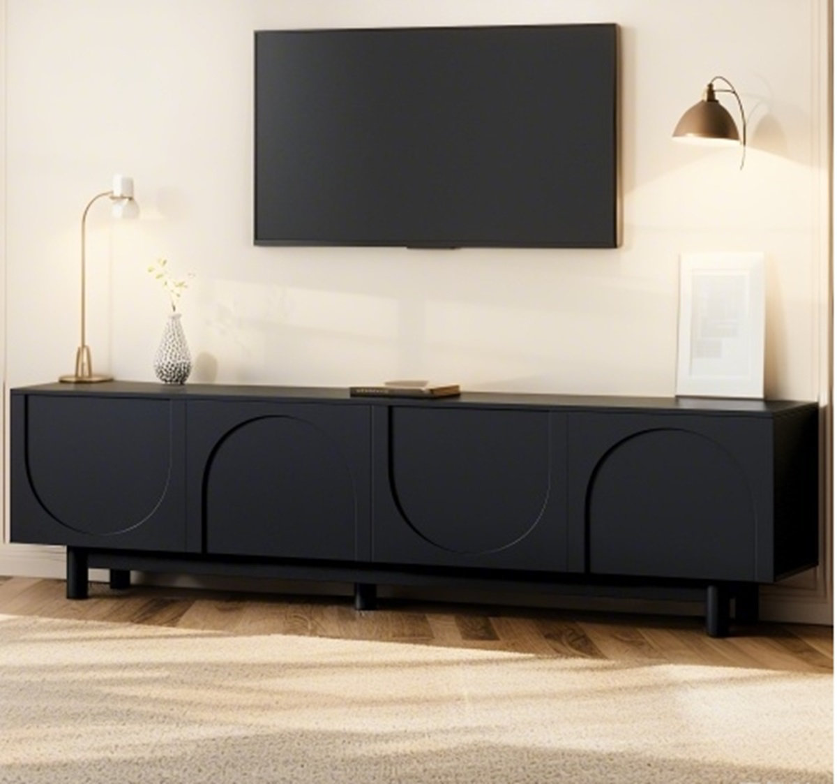Latitude Run® ON-TREND Graceful TV Stand With Arch Cabinets For Tvs Up ...