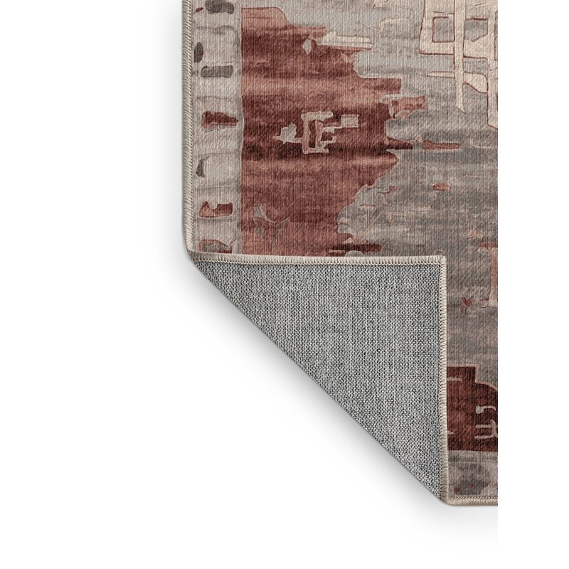 Machine Washable Brown Area Rug, Rectangle 5' x 8'
