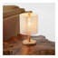 Lampe de table Levio, base en bois de chêne naturel avec abat-jour en lin, matériau de tissage 110-120 V