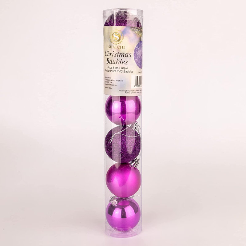 Polyvinyl Chloride (PVC) Ball Ornament, 6cm H x 6cm W x 6cm D, Purple