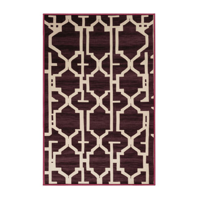 Machine Washable Trellis Brown Area Rug